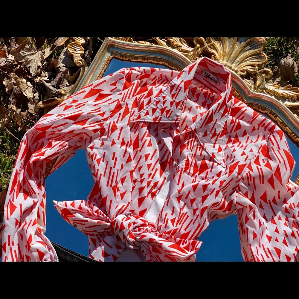 Retro Patterned Collared Shirt
